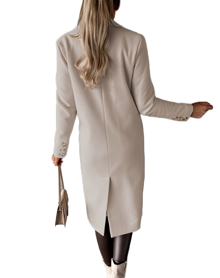 Women's Wool-Blend Longline Coat – Double-Breasted