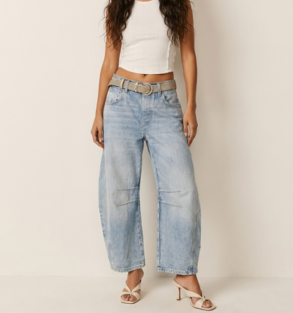 Women's Barrel Leg Jeans – High Waist Relaxed Fit