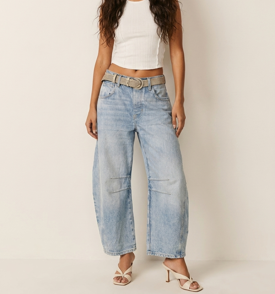 Women's Barrel Leg Jeans – High Waist Relaxed Fit
