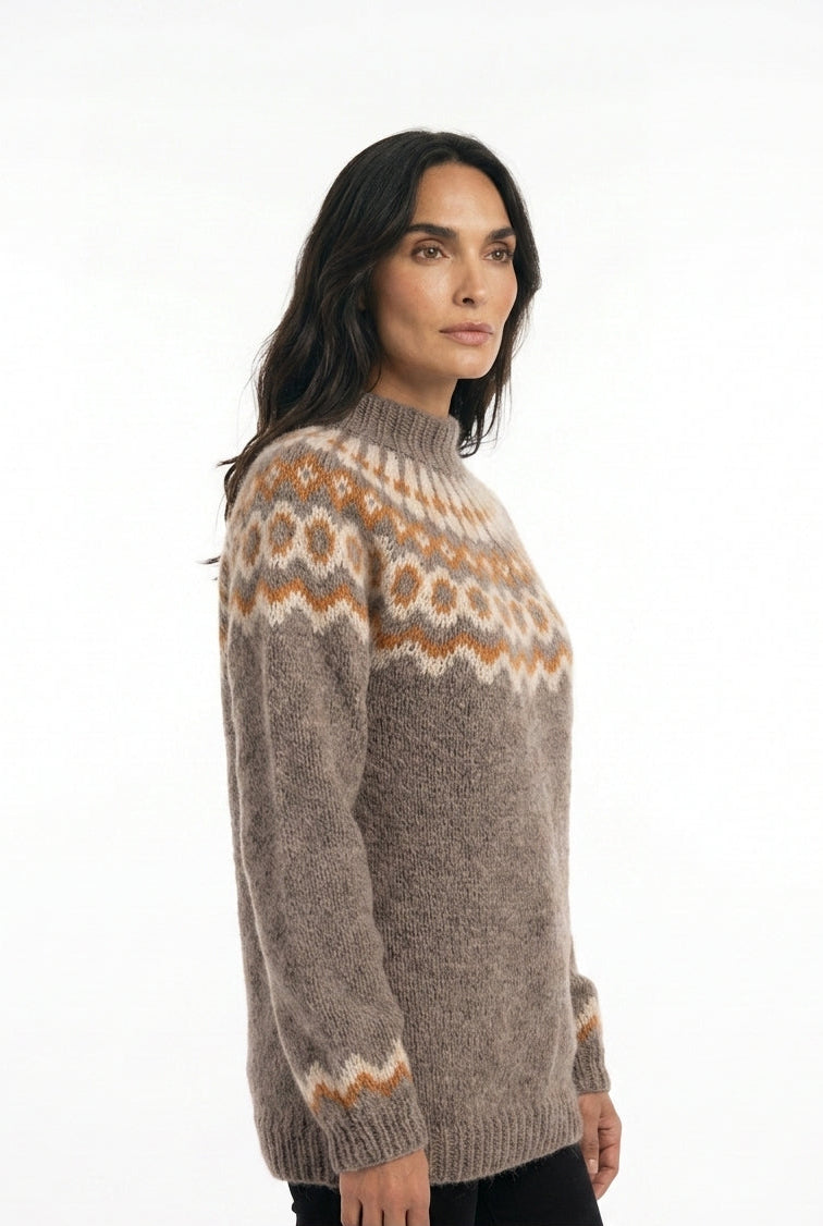 Women's Fair Isle Knit Jumper – Turtleneck Nordic Pattern
