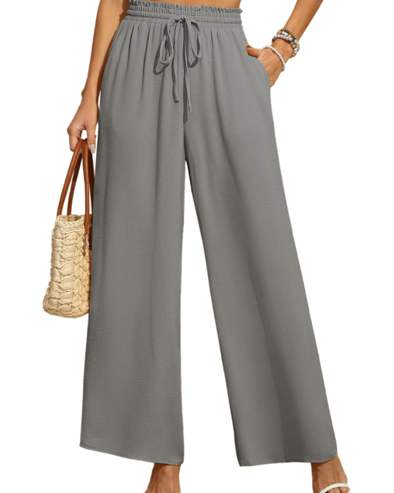 Women's Wide Leg Trousers – High Waist Drawstring