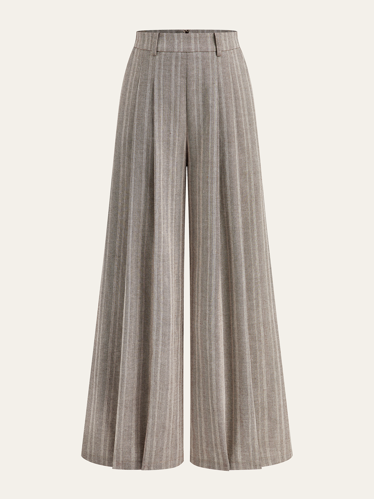 Women's Wide Leg Linen-Blend Trousers – High-Waist Pleated