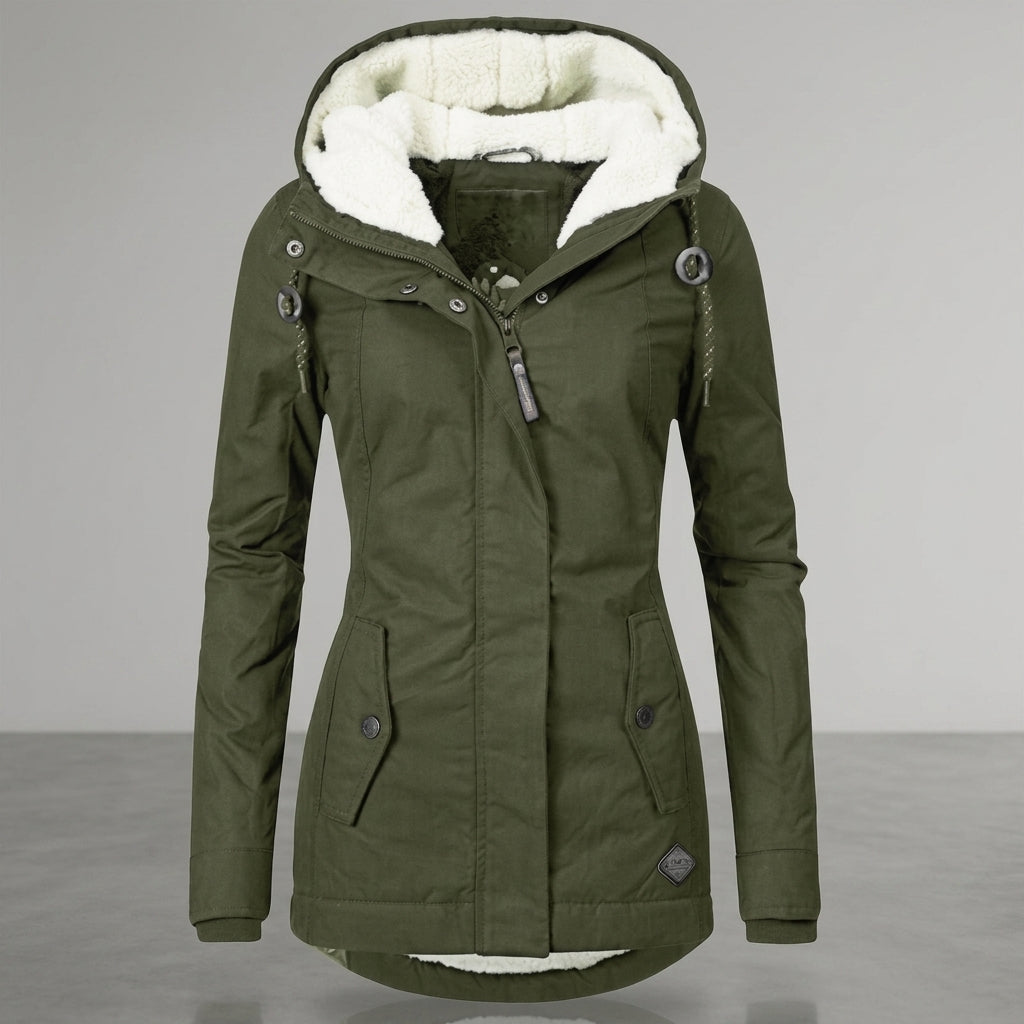 Women's Fleece-Lined Hooded Parka – Sherpa Winter Jacket