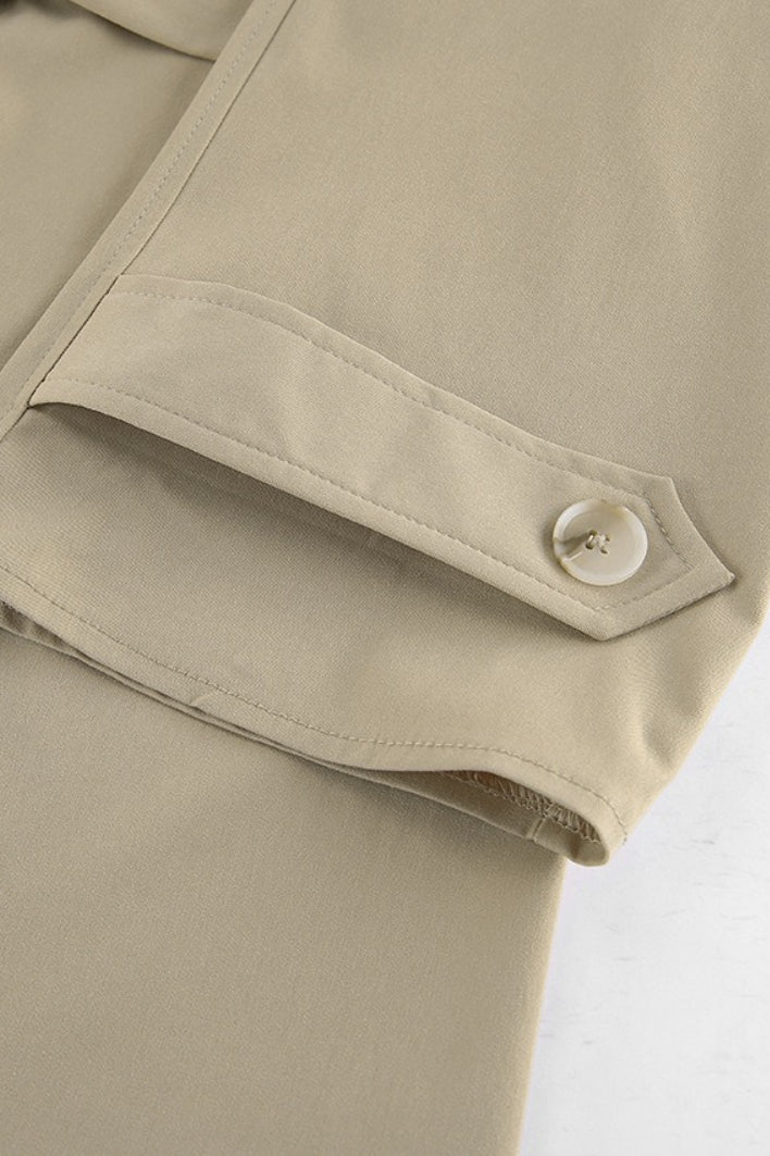 Women's Camel Belted Trench Jacket – Point Collar Short Coat