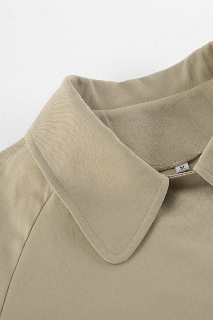 Women's Camel Belted Trench Jacket – Point Collar Short Coat