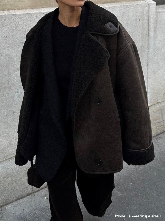 Women's Vintage Shearling-Collar Leather Jacket