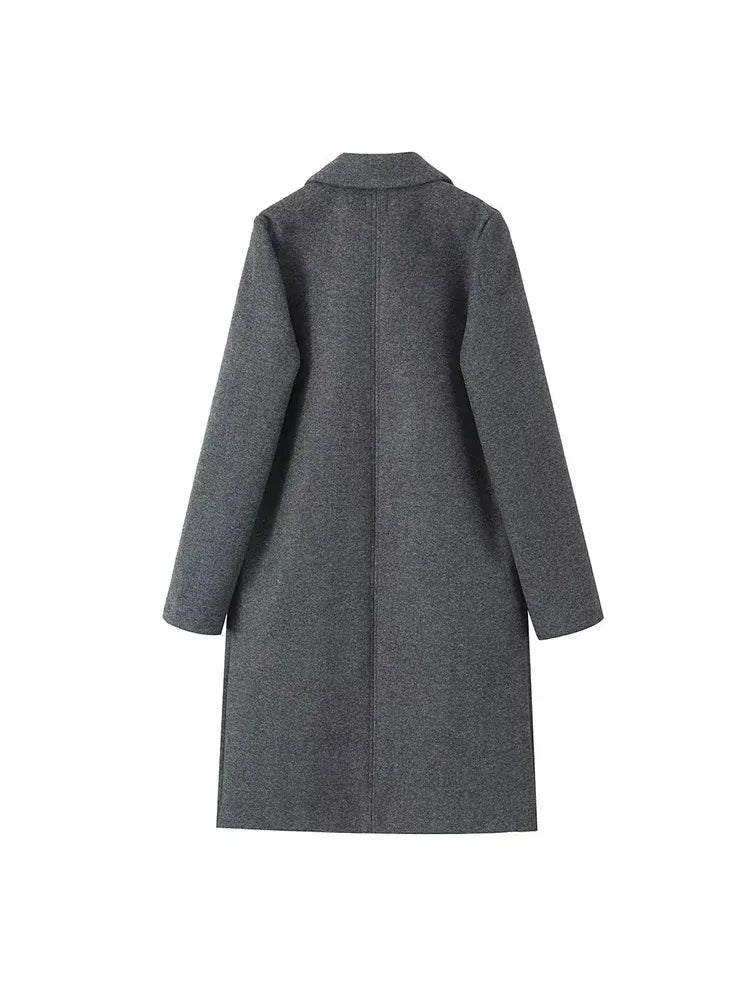 Women's Wool-Blend Longline Coat – Tailored Lapel