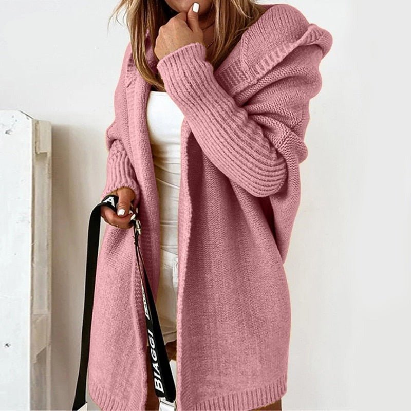 Women's Chunky Knit Hooded Cardigan