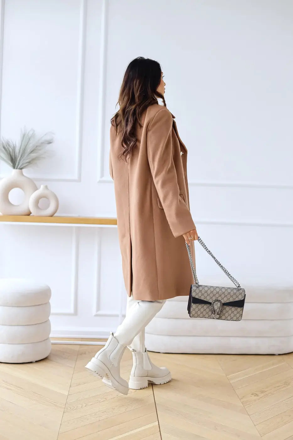 Women's Double-Breasted Wool Coat – Tailored Longline Winter Coat