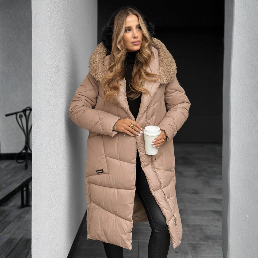 Women's Longline Quilted Puffer Coat – Teddy Hood