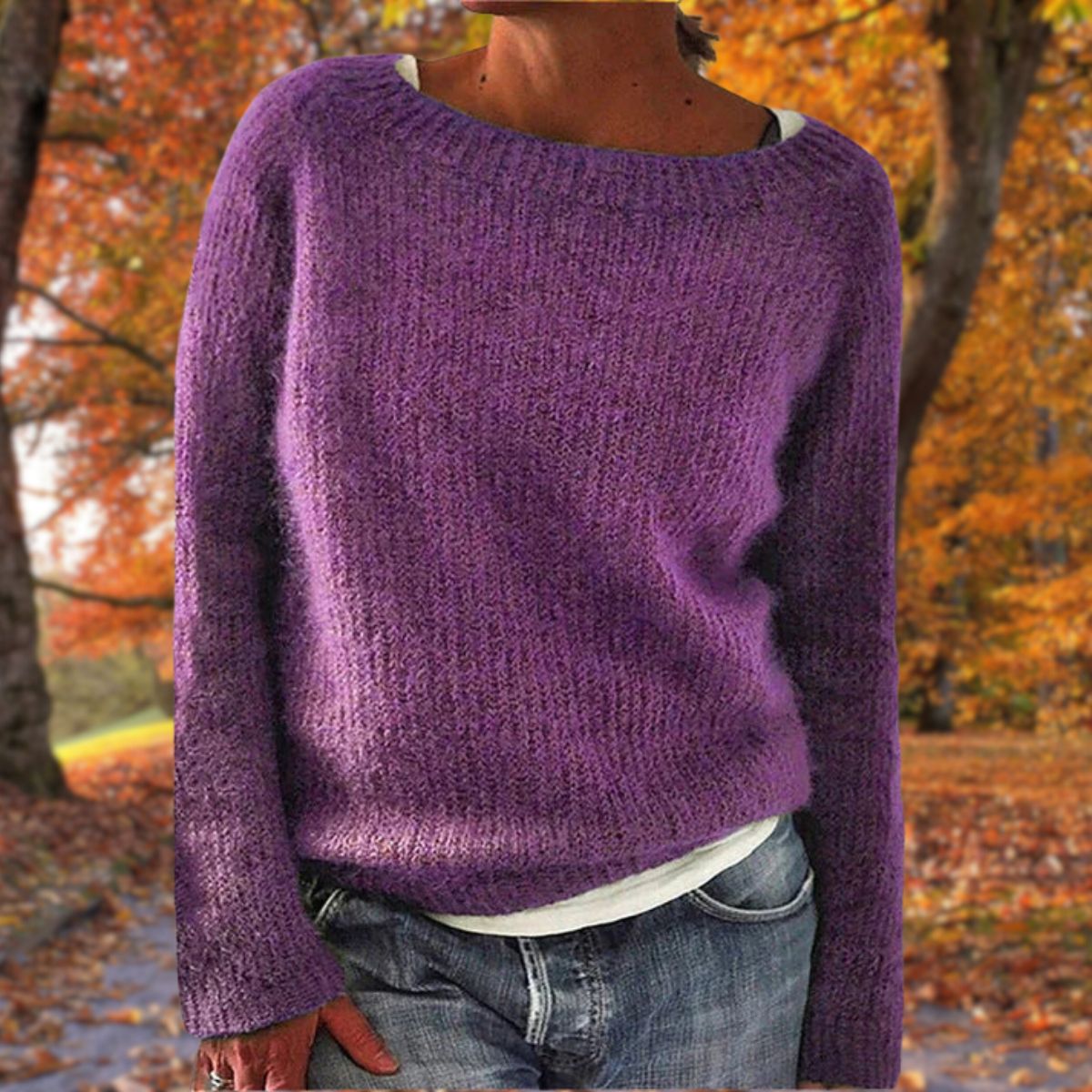 Women's Boat Neck Layered Knit Jumper – Dropped Shoulder Autumn Sweater