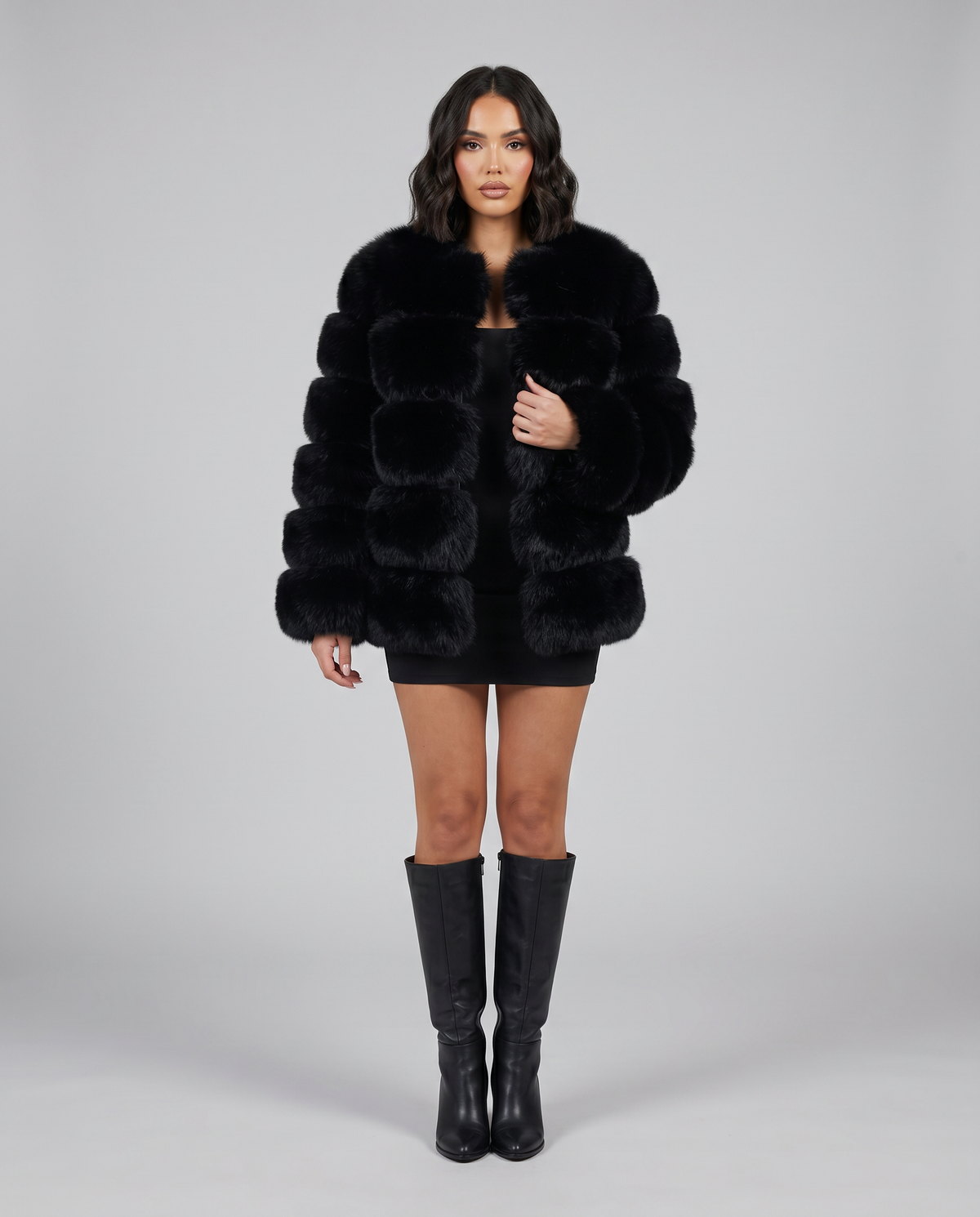 Women's Faux Fur Jacket – Cropped Statement Coat