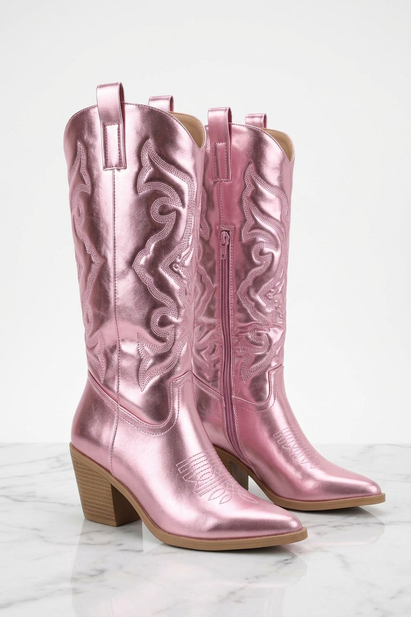 Women's Western Cowboy Boots – Pointed Toe Block Heel Boots