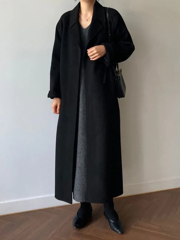 Women's Wool-Blend Belted Coat – Longline
