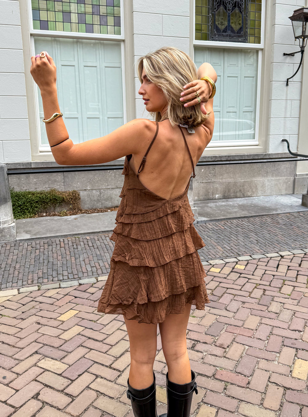 Women's Tiered Ruffle Mini Dress – Strappy Summer Party