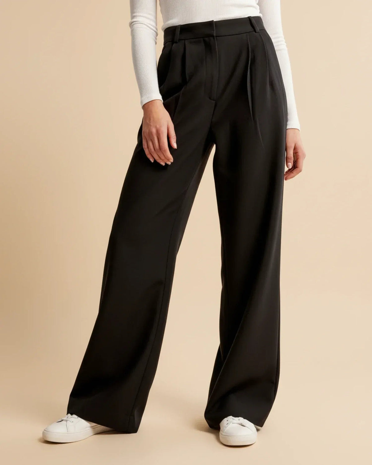 Women's Wide Leg Trousers – Pleated High-Waist Tailored