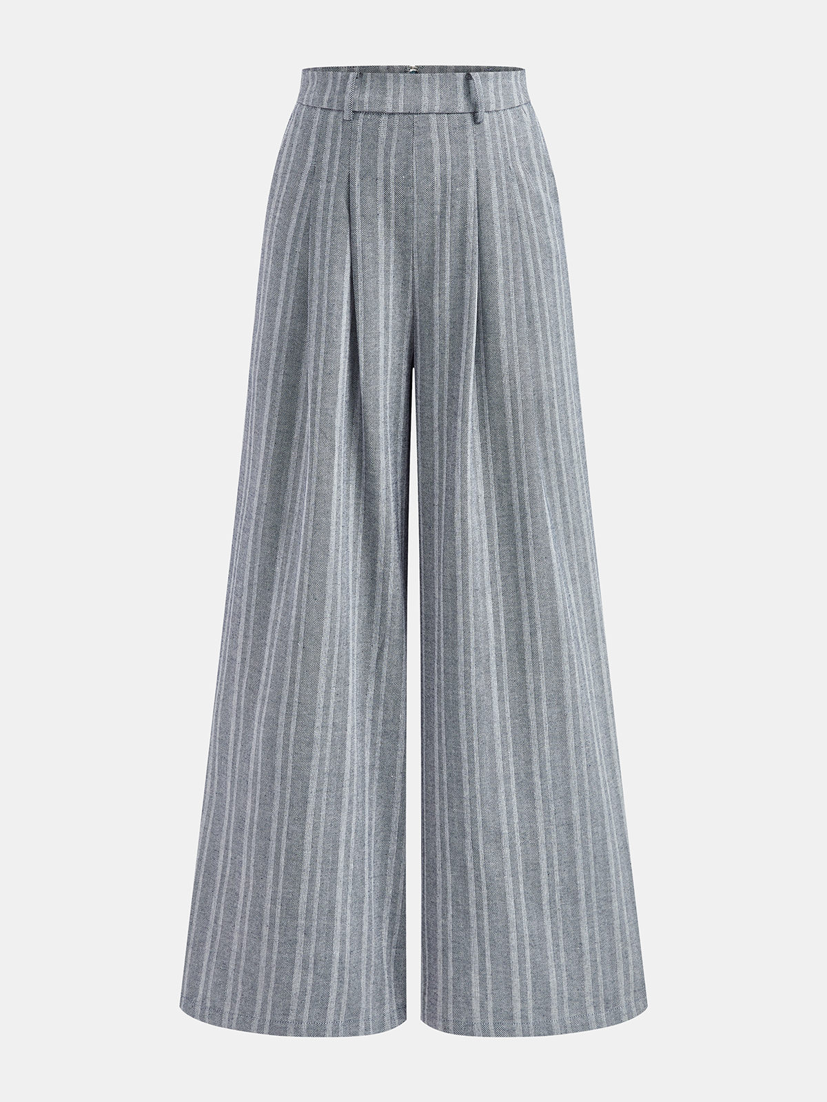 Women's Wide Leg Linen-Blend Trousers – High-Waist Pleated