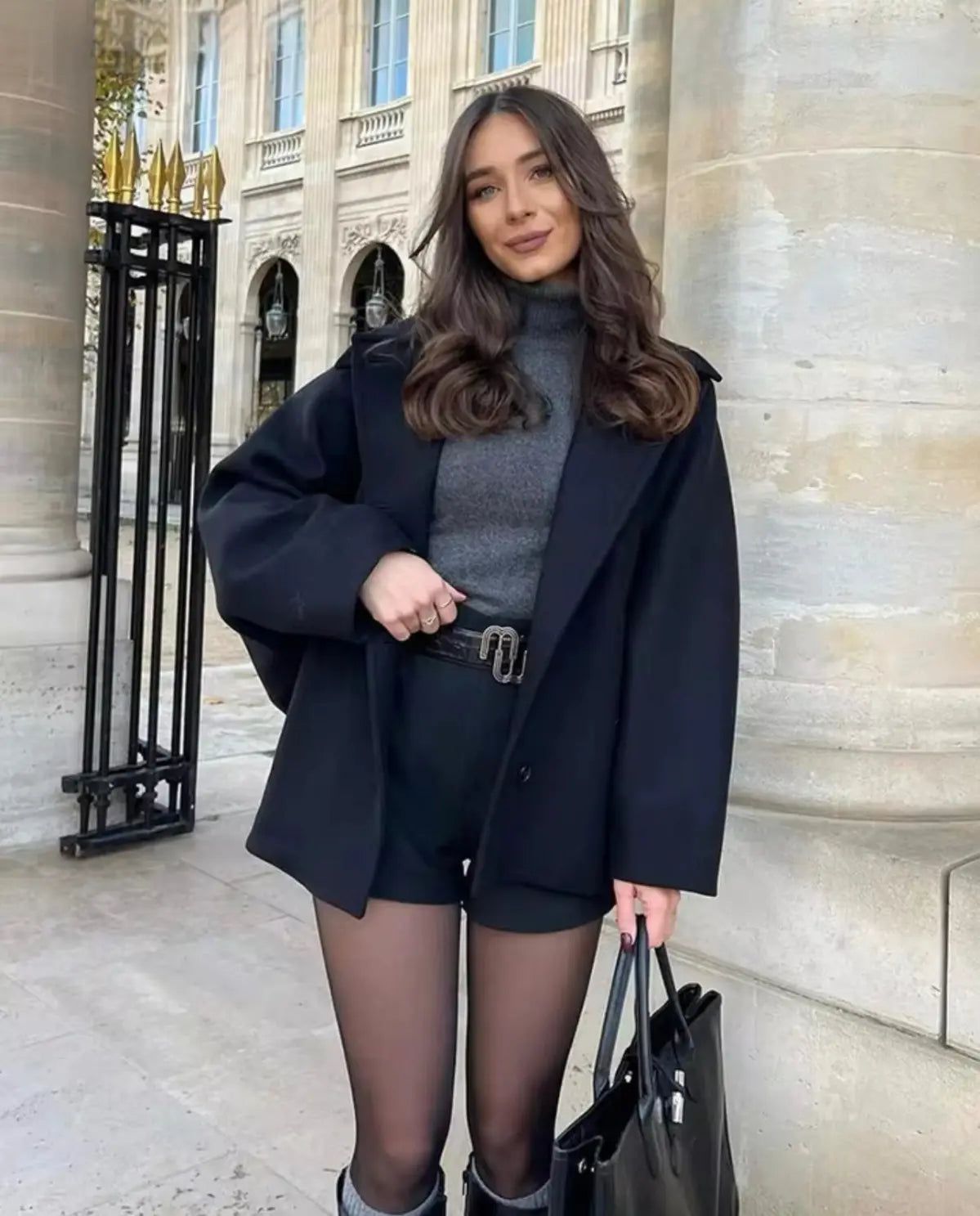 Women's Camel Wool-Blend Oversized Short Coat Jacket