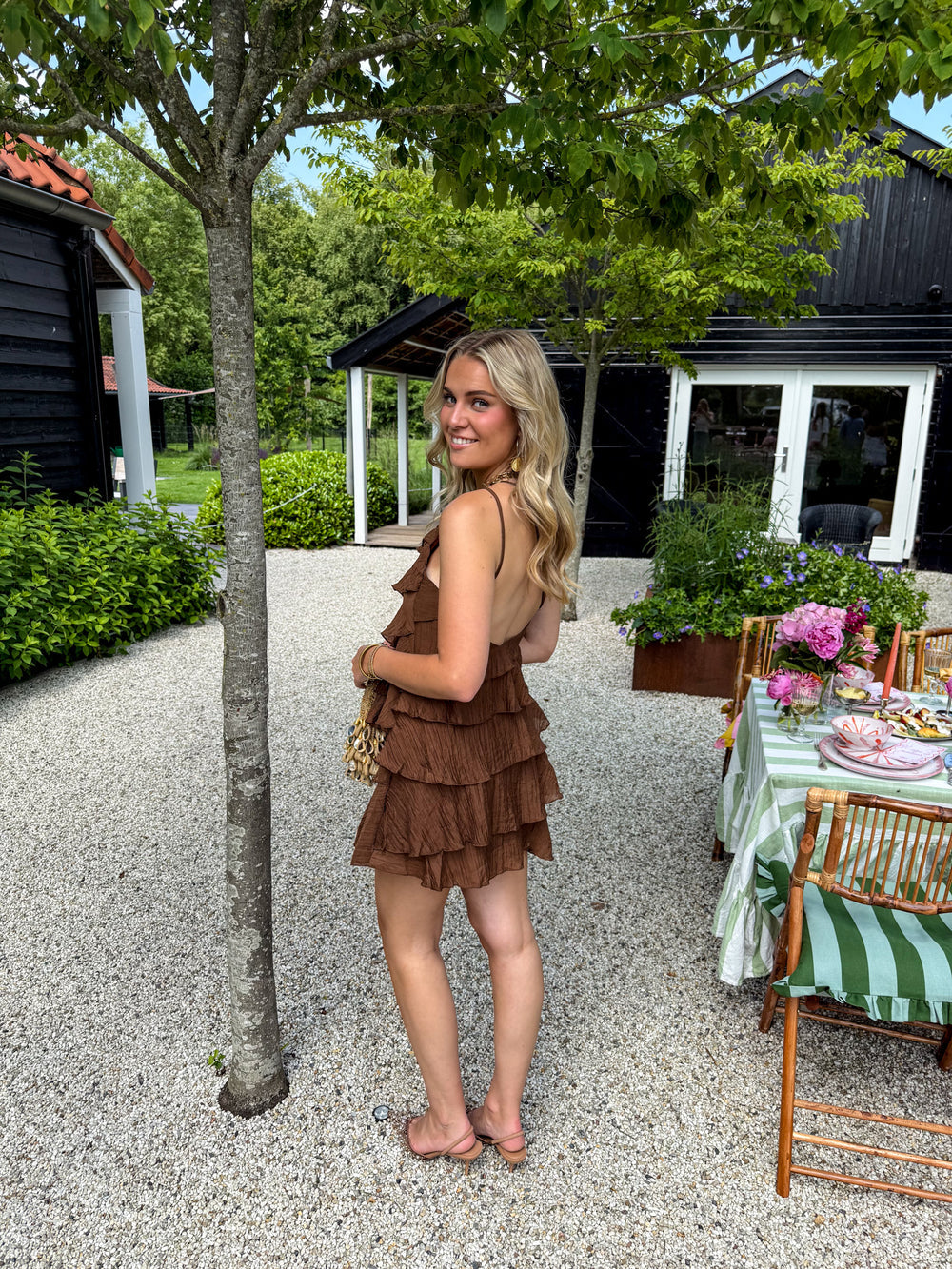 Women's Tiered Ruffle Mini Dress – Strappy Summer Party