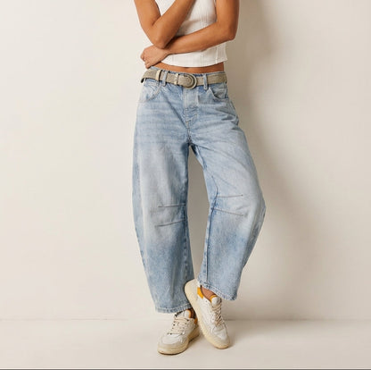 Women's Barrel Leg Jeans – High Waist Relaxed Fit