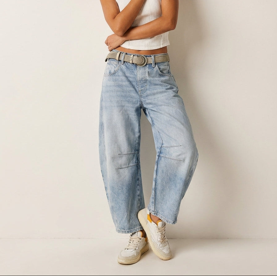 Women's Barrel Leg Jeans – High Waist Relaxed Fit
