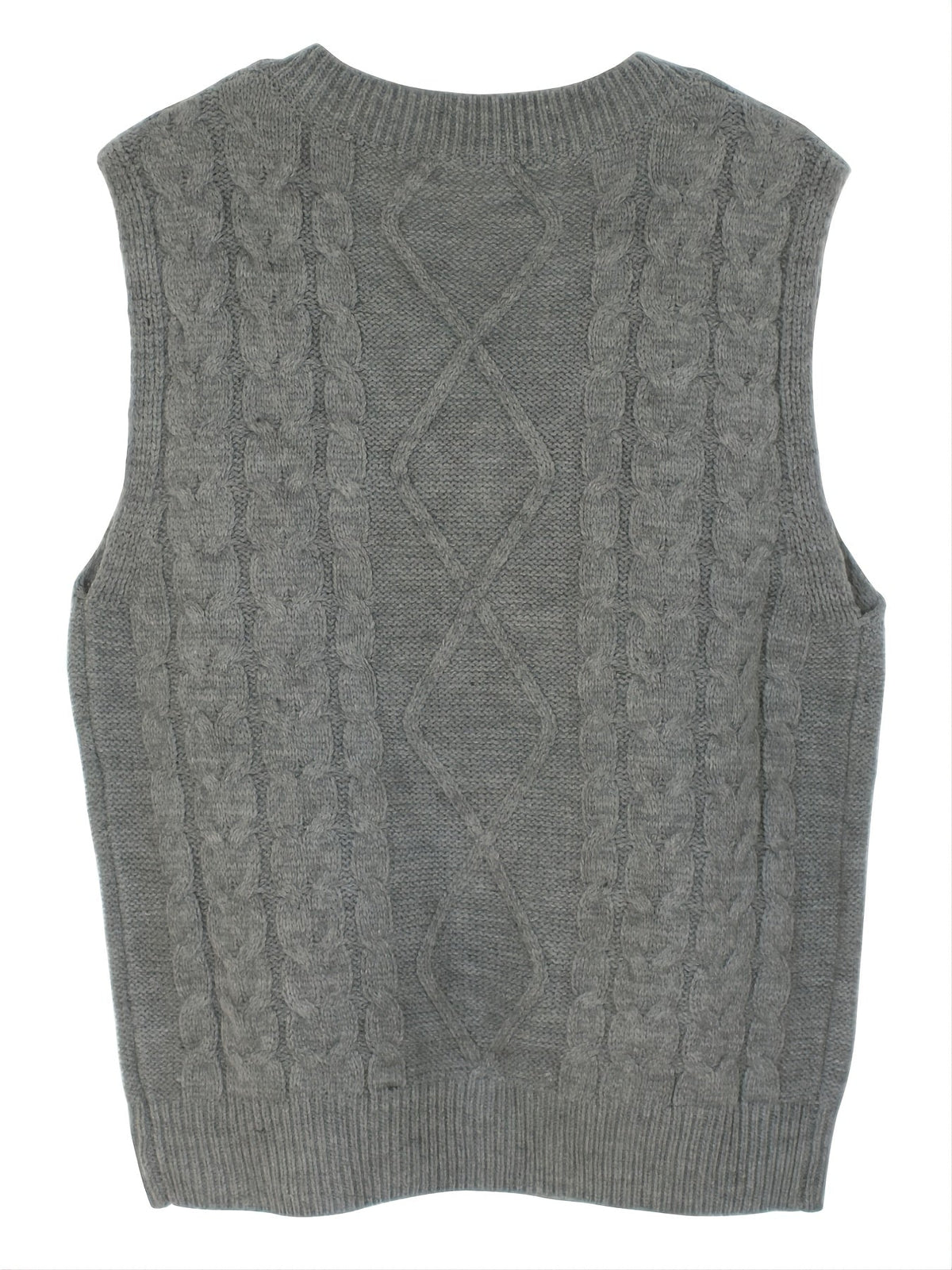 Women's Cable Knit V-Neck Jumper Vest, Preppy Layering Piece