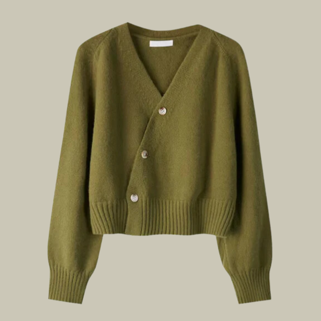Women's Wool Blend Cardigan – Cross Button V-Neck Wrap Jumper