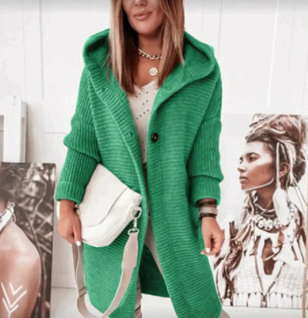 Women's Knitted Hooded Longline Cardigan