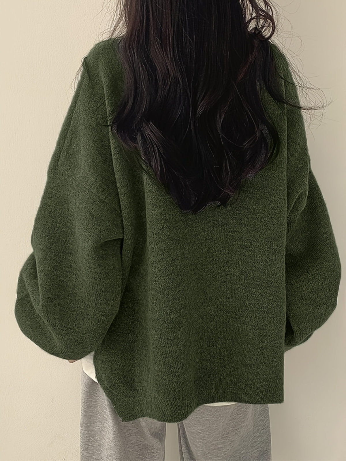 Women's Oversized Balloon Sleeve Jumper – Crew Neck Knit