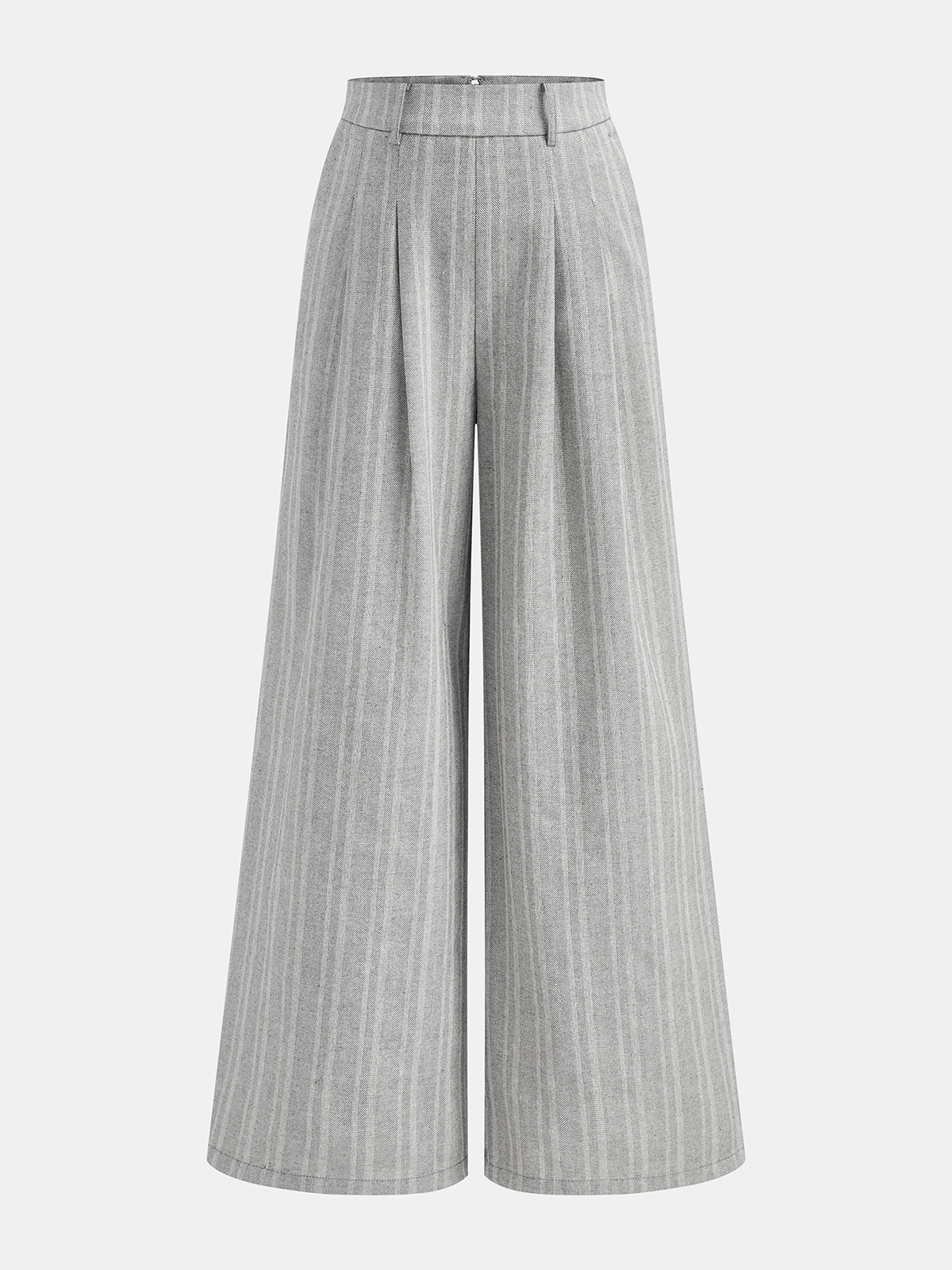 Women's Wide Leg Linen-Blend Trousers – High-Waist Pleated