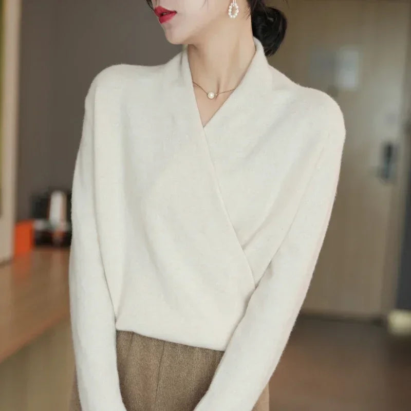 Women's V-Neck Knit Wrap Jumper