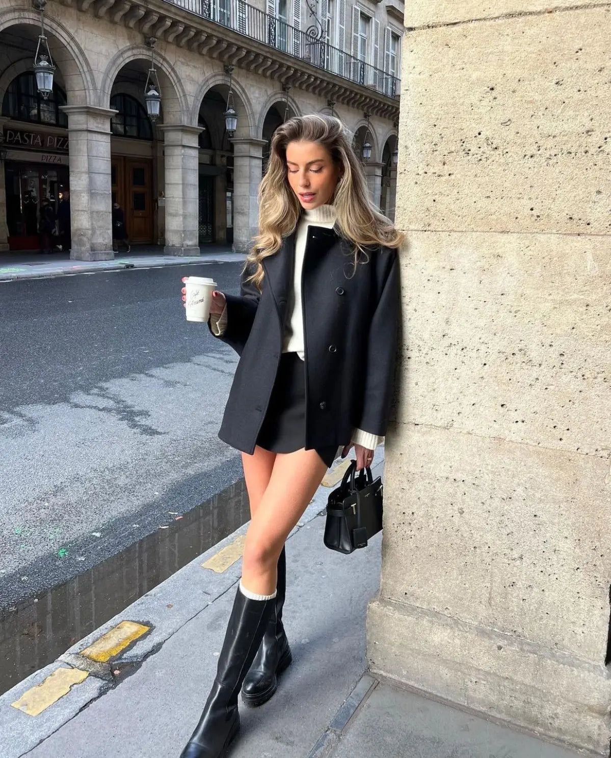 Women's Camel Wool-Blend Oversized Short Coat Jacket