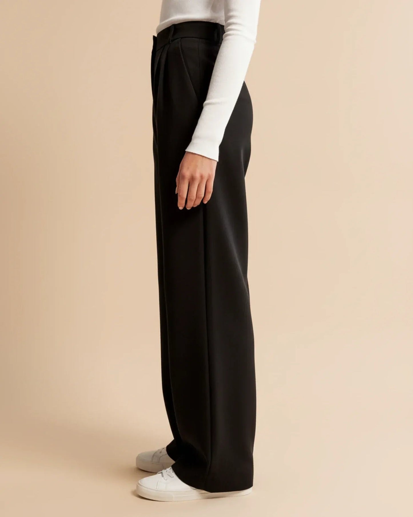 Women's Wide Leg Trousers – Pleated High-Waist Tailored