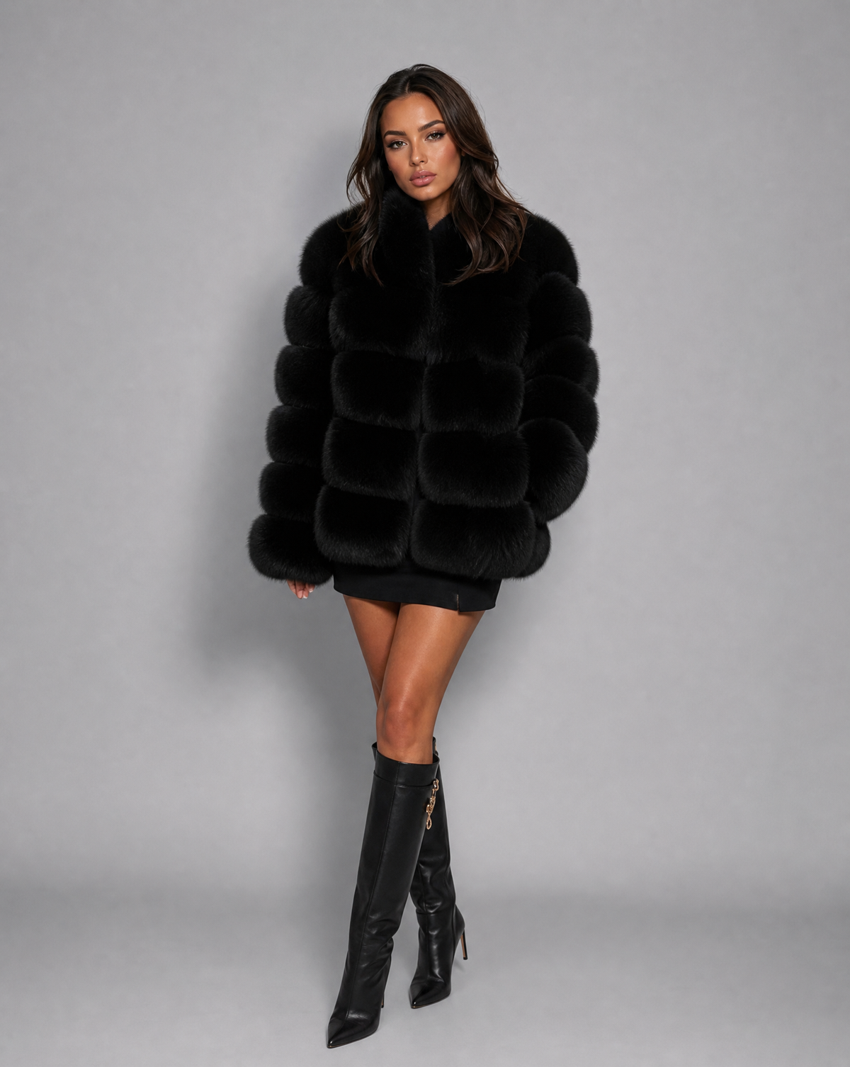 Women's Faux Fur Jacket – Cropped Statement Coat