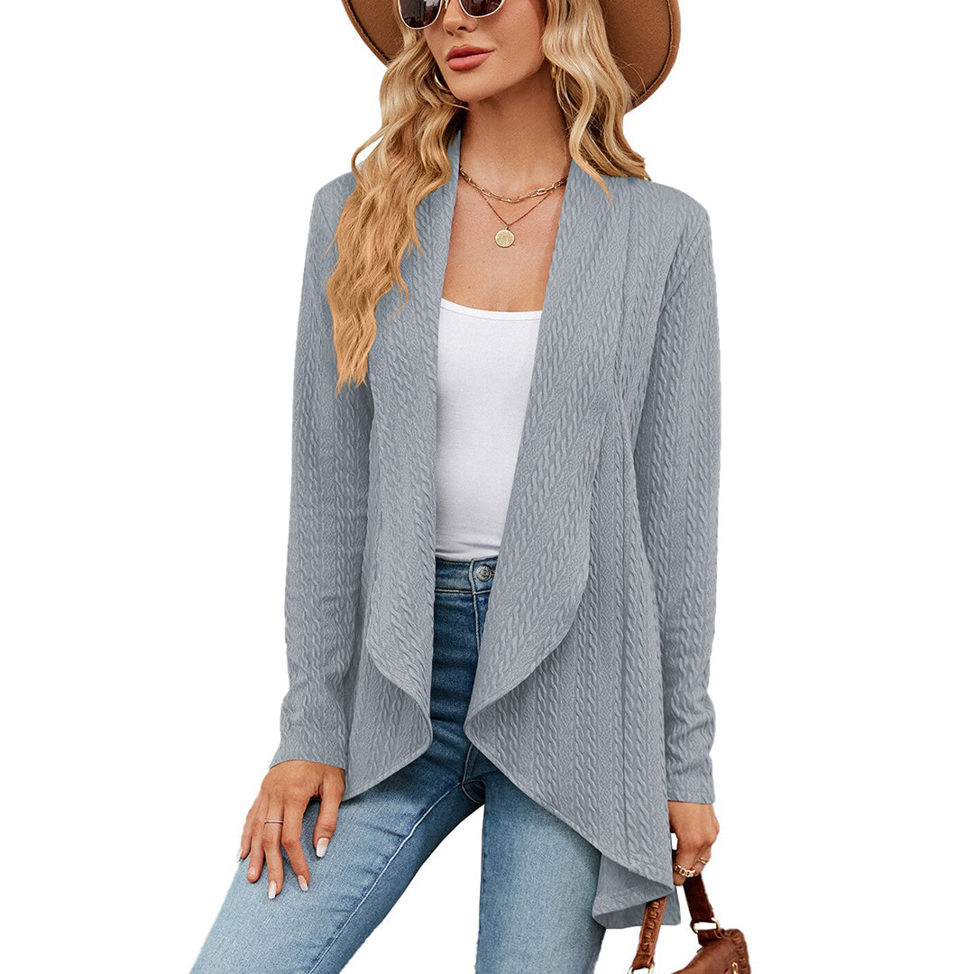 Women's Cable Knit Waterfall Cardigan – Open Front Layering Coat
