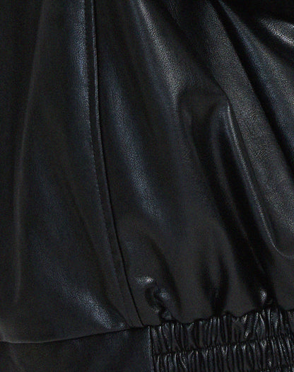 Brown Oversized Leather Bomber Jacket Women | Faux Leather Zip Up Aviator Jacket
