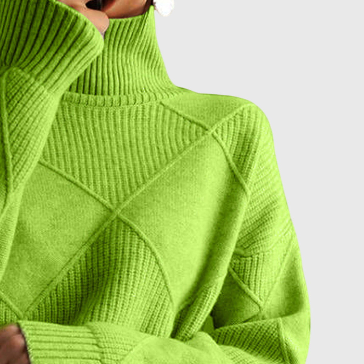 Women's Roll Neck Jumper – Diagonal Seam Oversized Knit