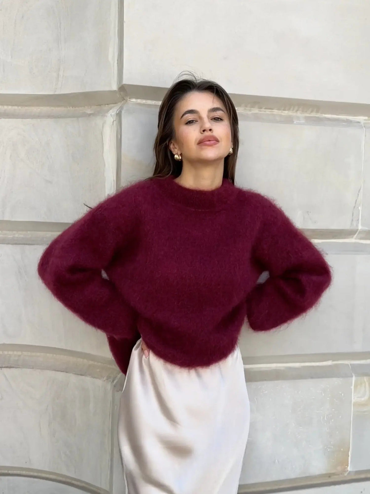 Women's Grey Oversized Mohair Jumper – Cosy Knit