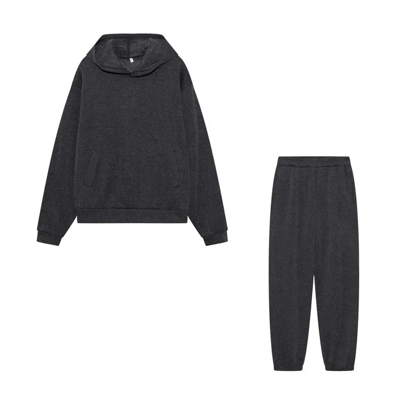 Women's Cropped Hoodie & Jogger Co-ord Set, Oversized Loungewear