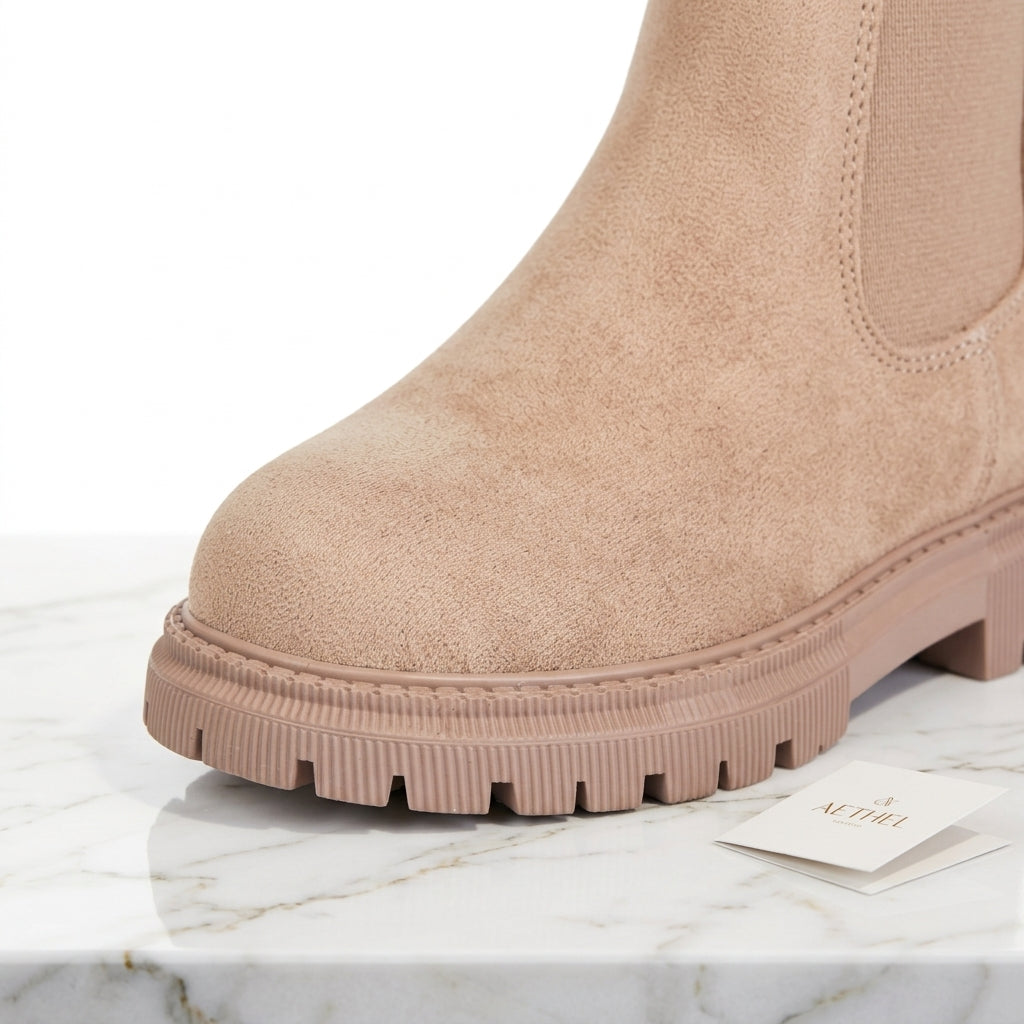 Women's Faux Fur-Lined Ankle Boots – Chunky Sole Winter Boots