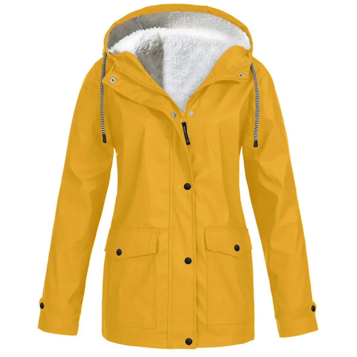 Women's Fleece-Lined Hooded Jacket – Waterproof Windproof Coat