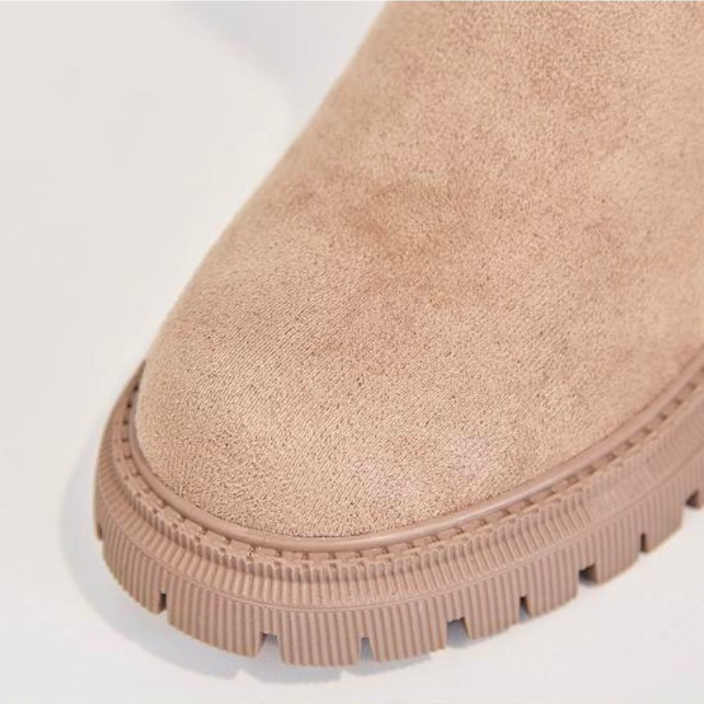 Women's Faux Fur-Lined Ankle Boots – Chunky Sole Winter Boots
