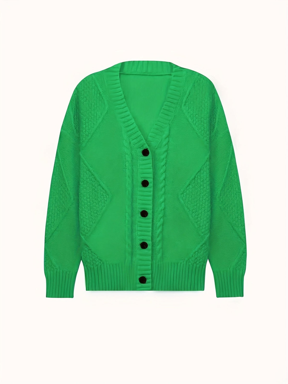 Women's Cable Knit Button-Front Cardigan Oversized Textured