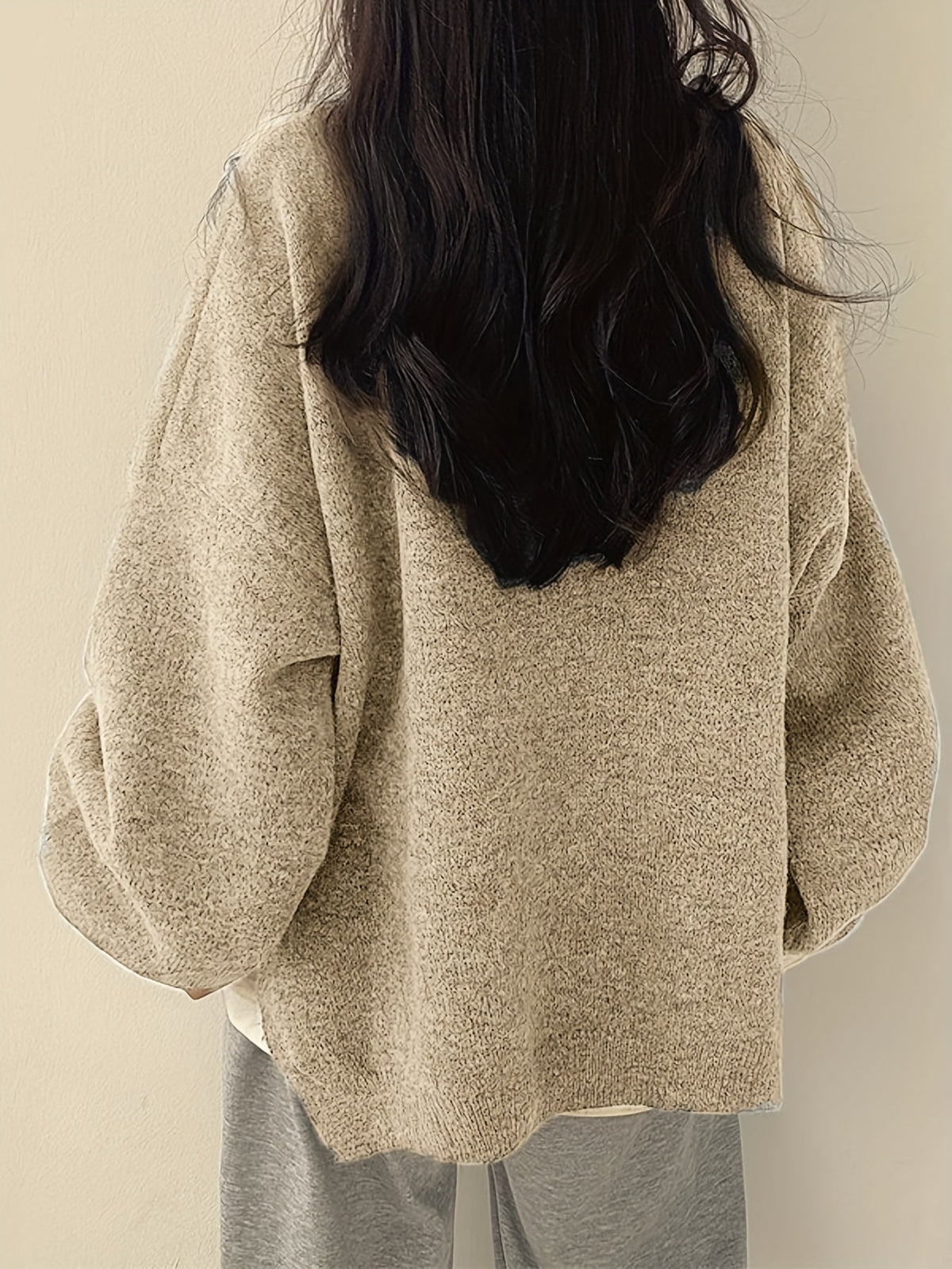 Women's Oversized Balloon Sleeve Jumper – Crew Neck Knit