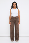 Women's Wide Leg Jeans | Brown Baggy High Waist Denim
