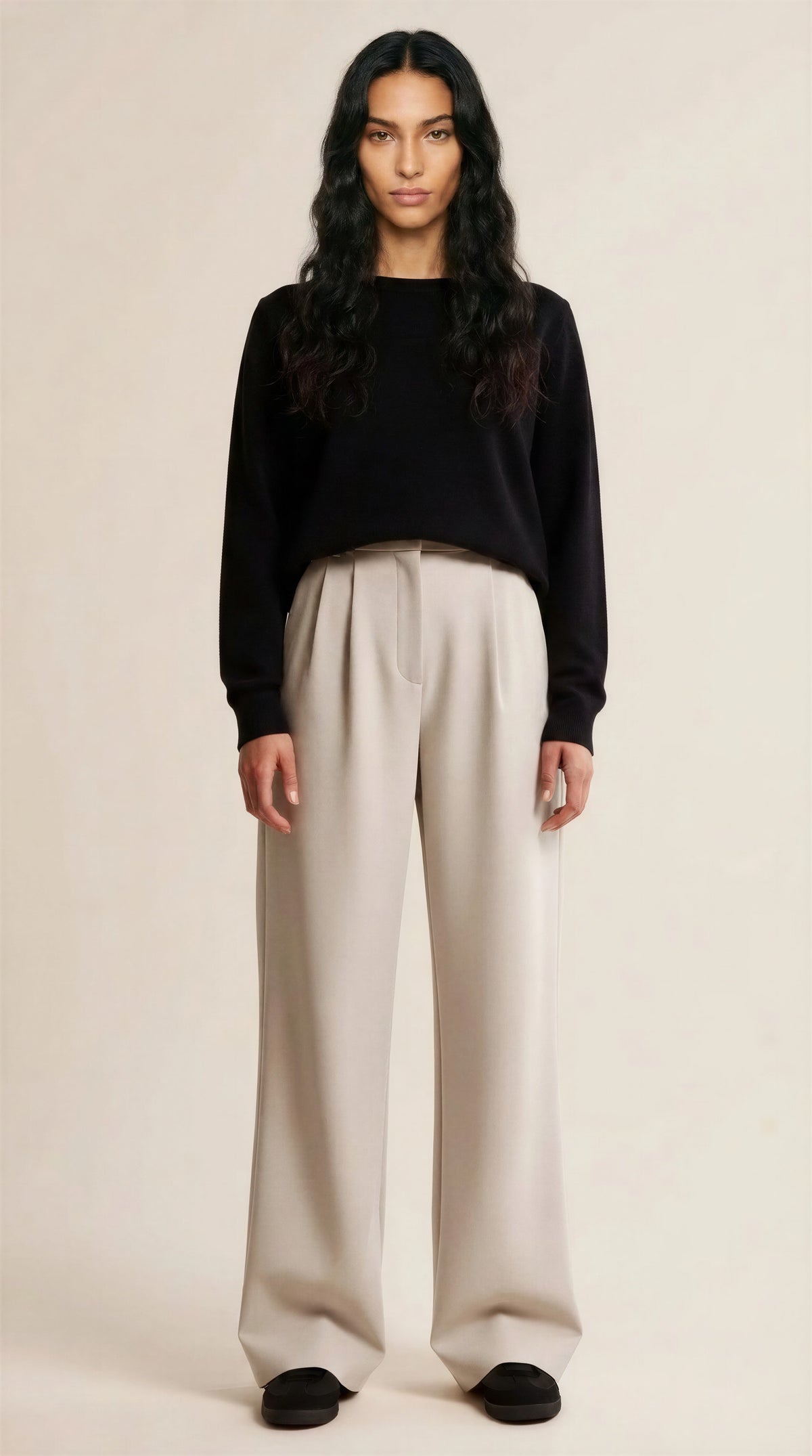 Women's Wide Leg Trousers – Pleated High-Waist Tailored