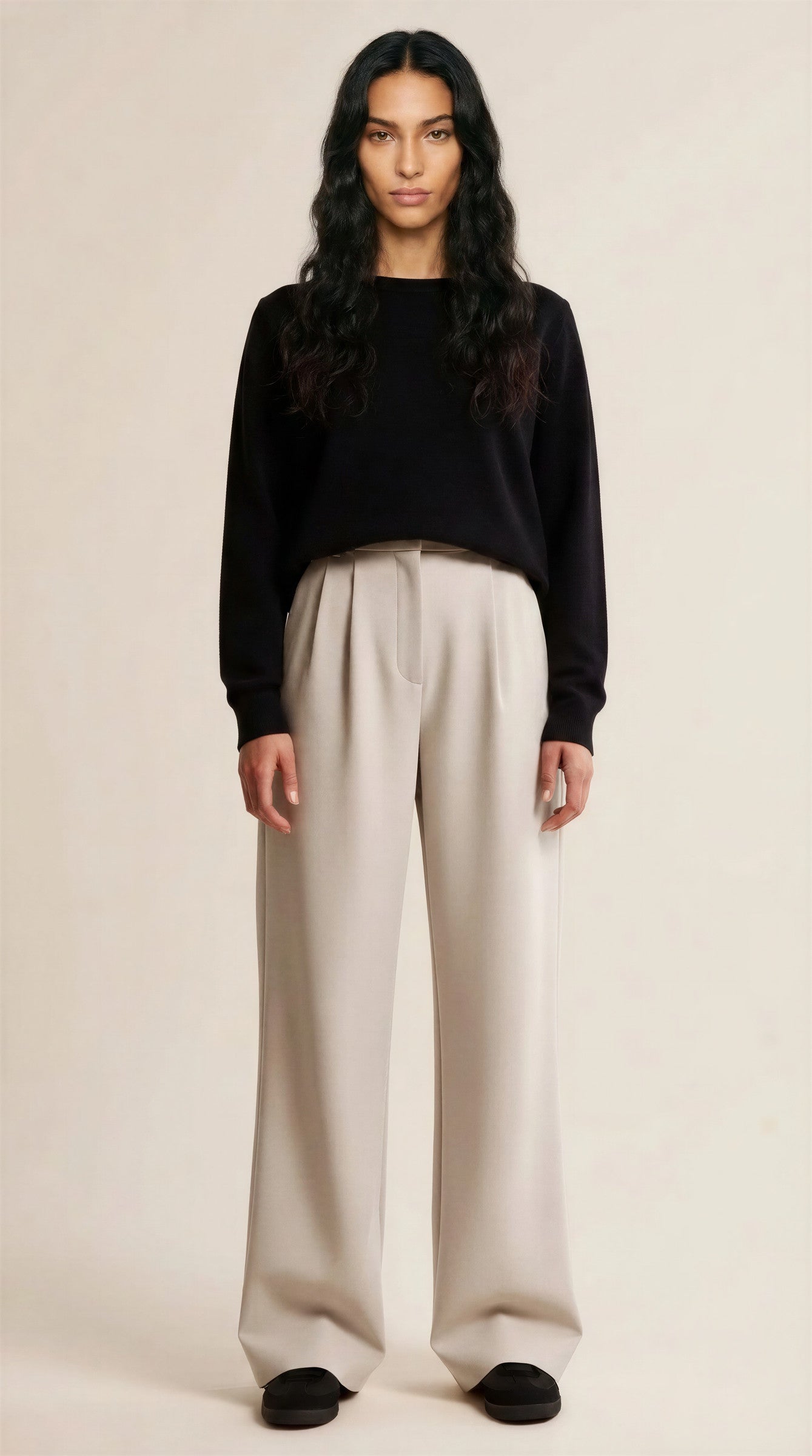 Women's Wide Leg Trousers – Pleated High-Waist Tailored